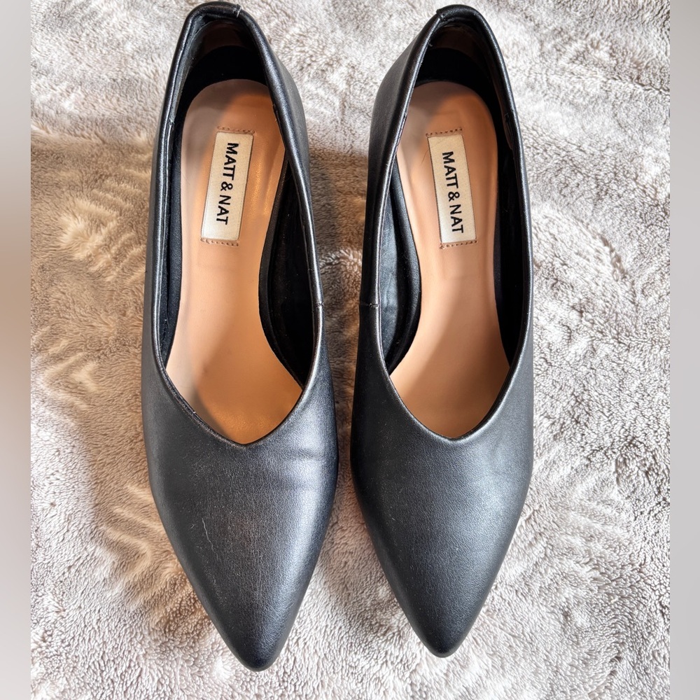 Matt & Nat Black Pointed-Toe Vegan Leather Flats